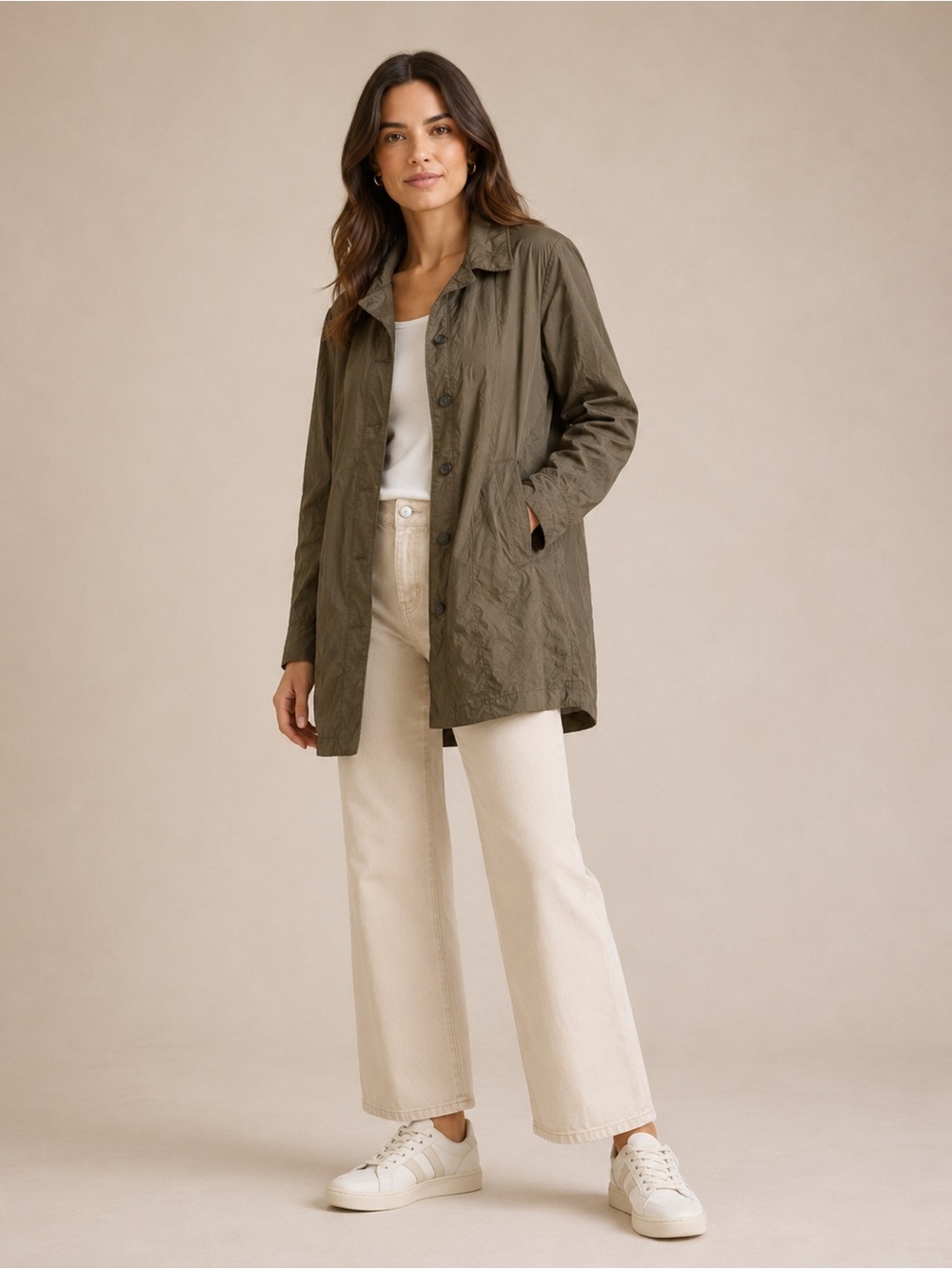 Women’s Chalet Green Lightweight Button Coat Large